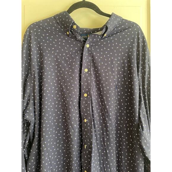 Ralph Lauren Polo‎ Men's 2XL Tall Performance Button Down Long Sleeve Shirt Navy - Picture 3 of 6